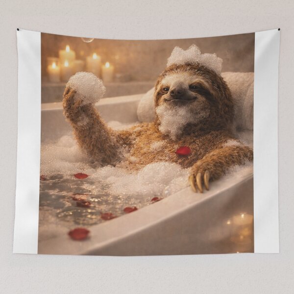 Item preview, Bubble Bath Royalty – Playful Sloth Spa Portrait designed and sold by iMIGHTwearTHAT.