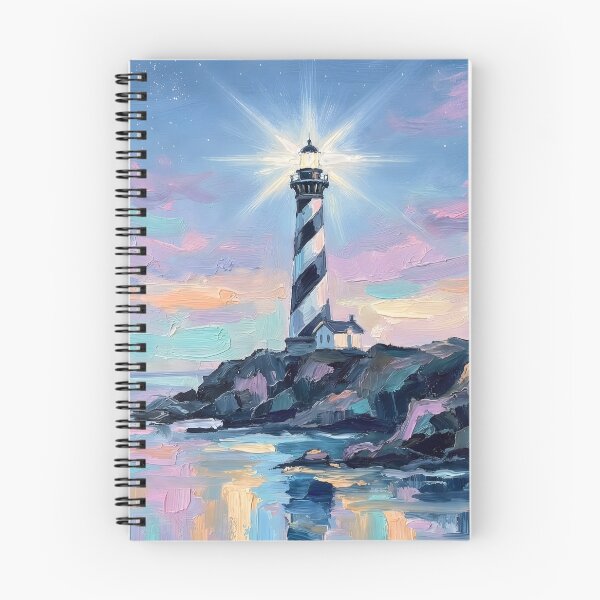 Item preview, Pastel Lighthouse Oil Painting at Sunset Coastal Seascape Wall Art designed and sold by matchakpop.