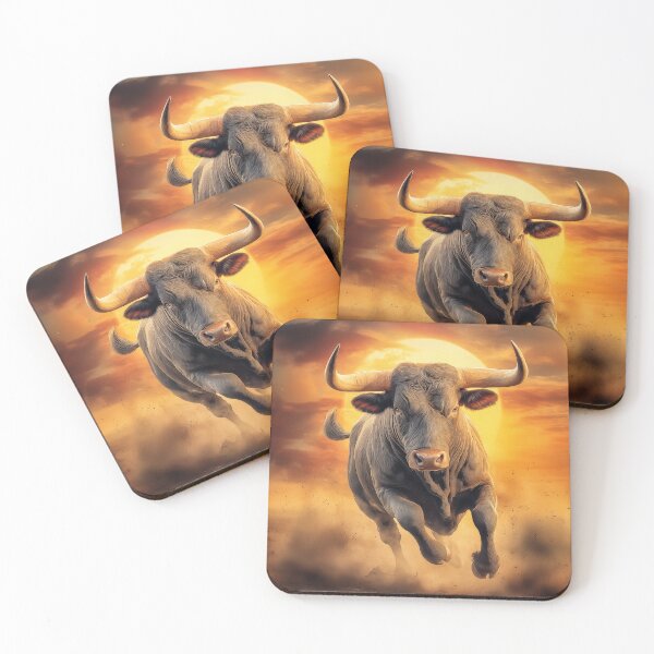 Item preview, Charging Bull Against Sunset designed and sold by PetsArt.