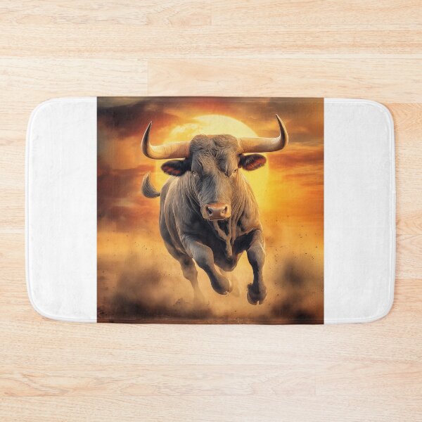 Item preview, Charging Bull Against Sunset designed and sold by PetsArt.