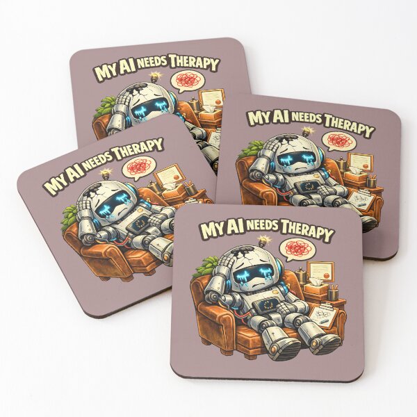 Item preview, My AI Needs Therapy – Funny Tech Humor Robot Design designed and sold by JustViralShirts.