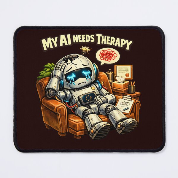 Item preview, My AI Needs Therapy – Funny Tech Humor Robot Design designed and sold by JustViralShirts.