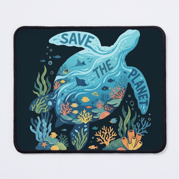 Item preview, Save the planet blue sea turtle designed and sold by WittyWeaveWear.