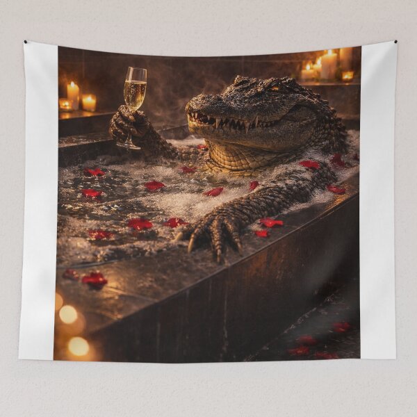 Item preview, Midnight Indulgence – Modern Crocodile Spa Portrait designed and sold by iMIGHTwearTHAT.