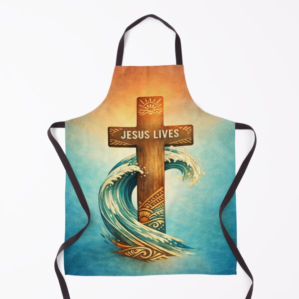 Item preview, Jesus Lives Ocean Wave Rustic Cross designed and sold by BreezyDawnDesigns.
