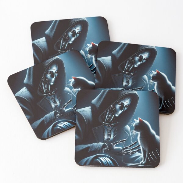Item preview, Mysterious Robot and Cat – Futuristic Empathy Scene designed and sold by Dogandesighn.