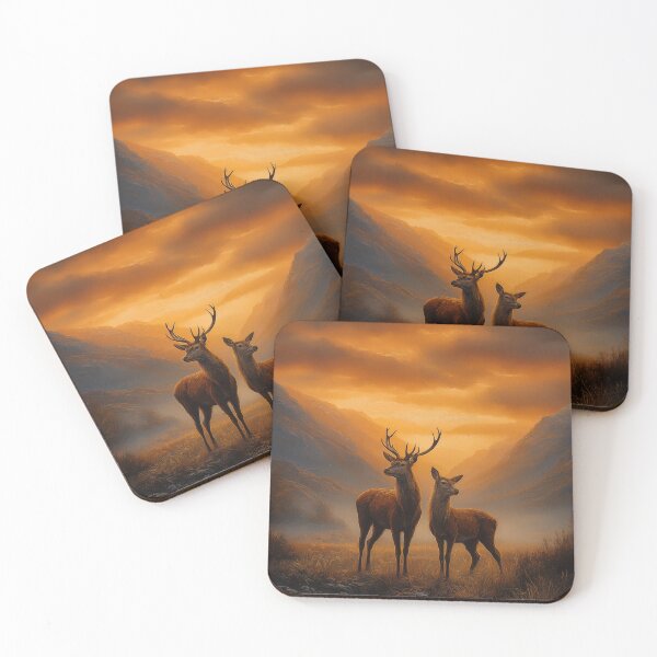 Item preview, Deer in a Mountain Sunset designed and sold by PetsArt.
