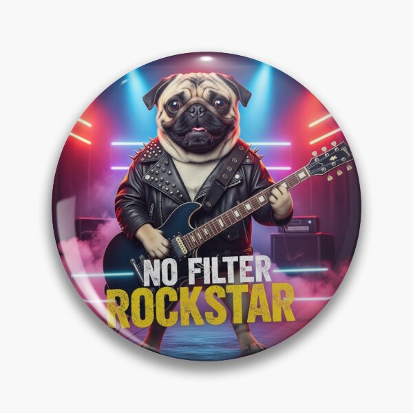 Item preview, No Filter Rockstar Pug designed and sold by PetJoyPrintsCO.
