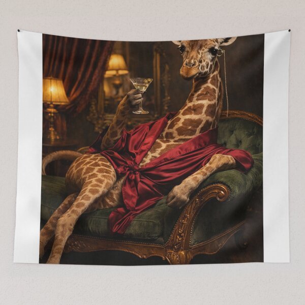 Item preview, Penthouse Presence – Modern Giraffe Lounge Portrait designed and sold by iMIGHTwearTHAT.
