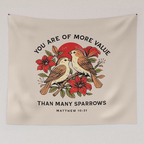 Item preview, You Are Of More Value Than Many Sparrows Design Inspired by Matthew 10:31 - Black Lettering designed and sold by Glory After Tears.