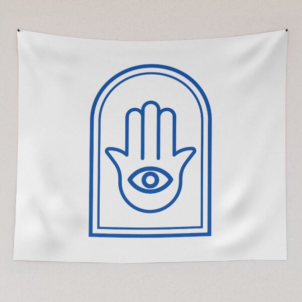Item preview, Hamsa Hand Evil Eye Protection | Jewish Spiritual Symbol | Minimalist Blue Line Art designed and sold by That-Jewy-Shop.