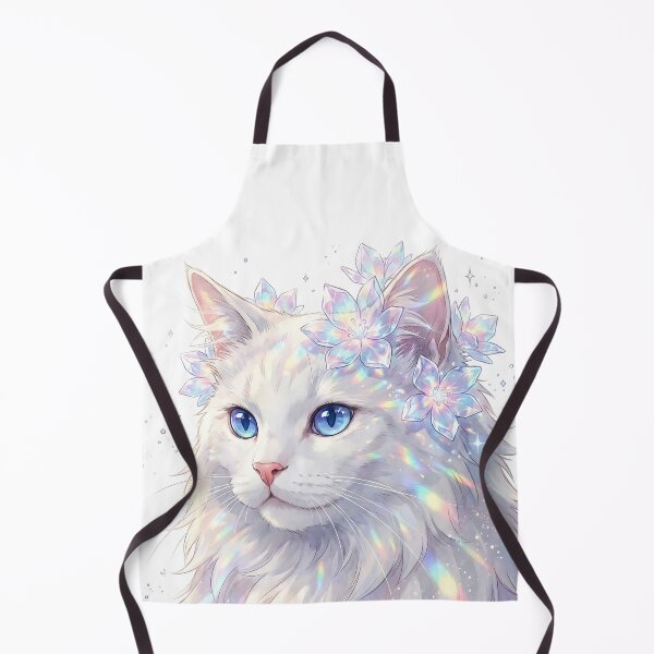 Item preview, Magical Holographic White Cat With Crystal Flowers designed and sold by DigitalAnnaBanana.