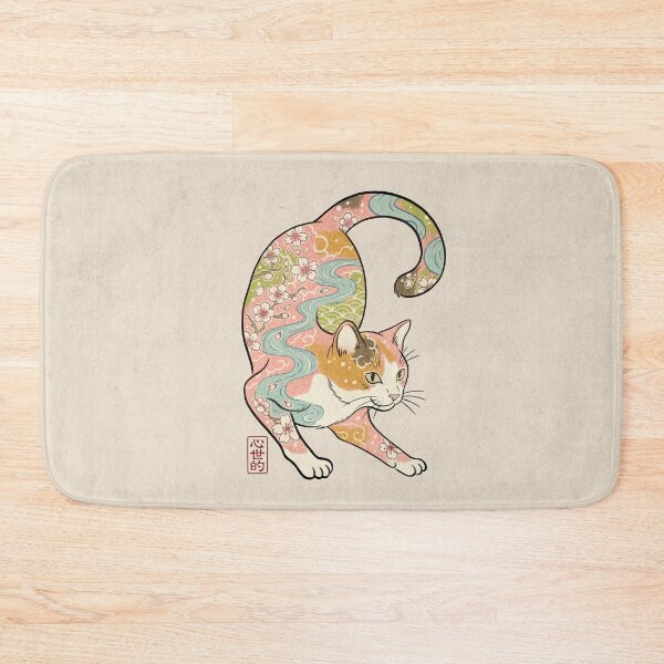 Item preview, Floral river cat designed and sold by Syntetyc.