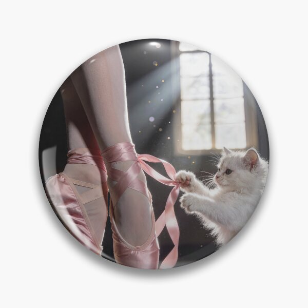 Item preview, White Kitten Untying a Ballerina Slipper designed and sold by Maria Dryfhout.