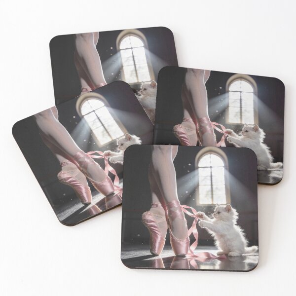 Item preview, White Kitten Untying a Ballerina Slipper designed and sold by Maria Dryfhout.