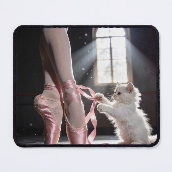 Item preview, White Kitten Untying a Ballerina Slipper designed and sold by Maria Dryfhout.