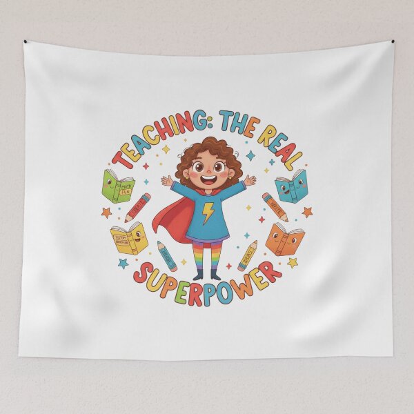 Item preview, Teaching Is The Real Superpower – Cute Teacher Hero Cartoon Illustration for Educators & Classroom Gifts designed and sold by YK SHOP.