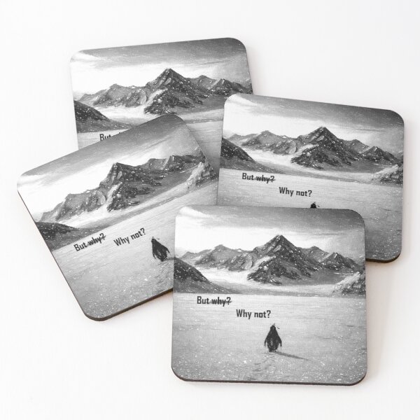 Item preview, deranged penguin but why why not penguin wandering to the mountains black white designed and sold by charonias.