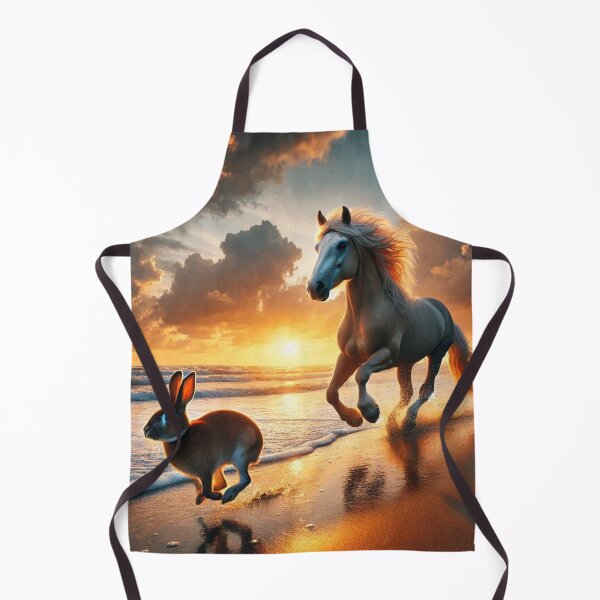 Item preview, Horse and rabbit running on the beach at sunset designed and sold by Dogandesighn.