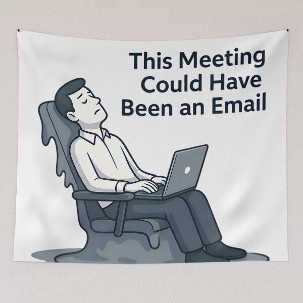 Item preview, Bored Office Worker Melting in Chair Illustration designed and sold by LowBattery Social Club.