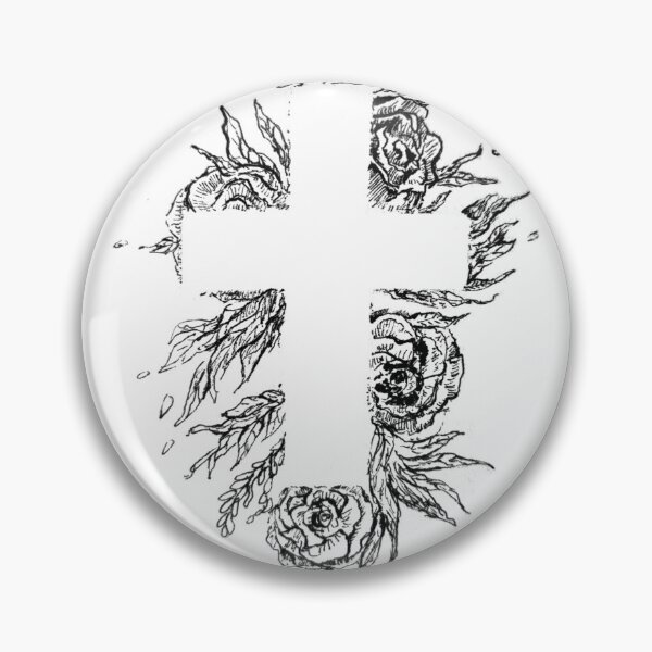 Item preview, Elegant Fineliner Cross with Blooming Roses Christian artwork cross flowers Jesus roses  designed and sold by charonias.