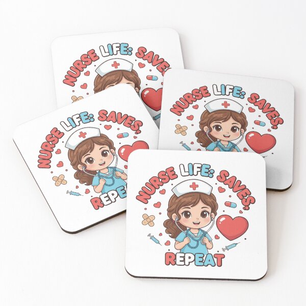 Item preview, Nurse Life Saves Repeat – Cute Nurse Cartoon Design for Healthcare Workers & Medical Gifts designed and sold by YK SHOP.