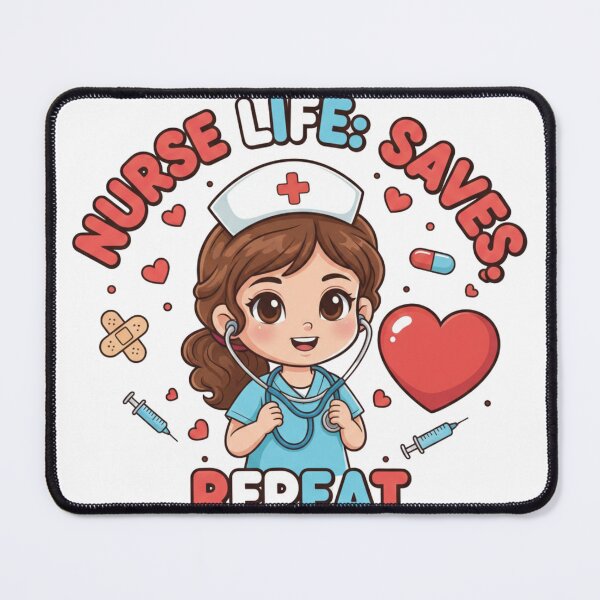 Item preview, Nurse Life Saves Repeat – Cute Nurse Cartoon Design for Healthcare Workers & Medical Gifts designed and sold by YK SHOP.