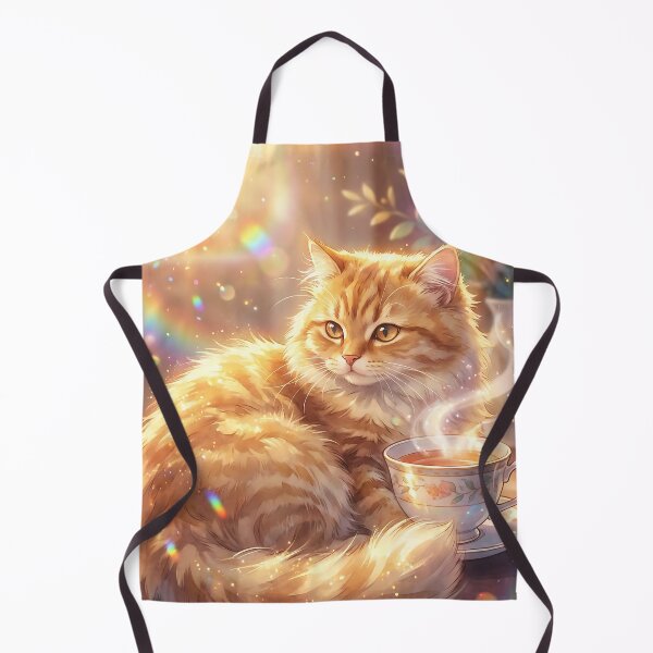 Item preview, Cozy Ginger Cat With Teacup Magical Rainbow Light designed and sold by DigitalAnnaBanana.