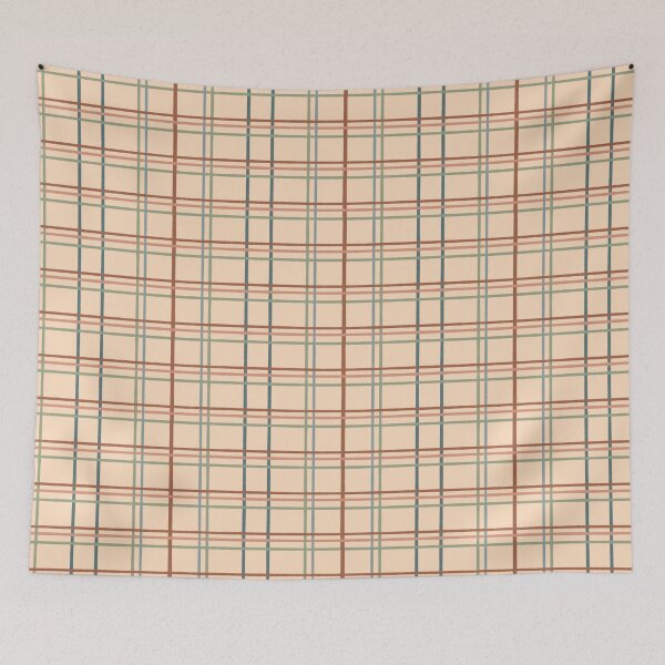 Item preview, Rustic Windowpane Plaid - Peach Rust Slate Sage Blue designed and sold by FoxfireAndCo.