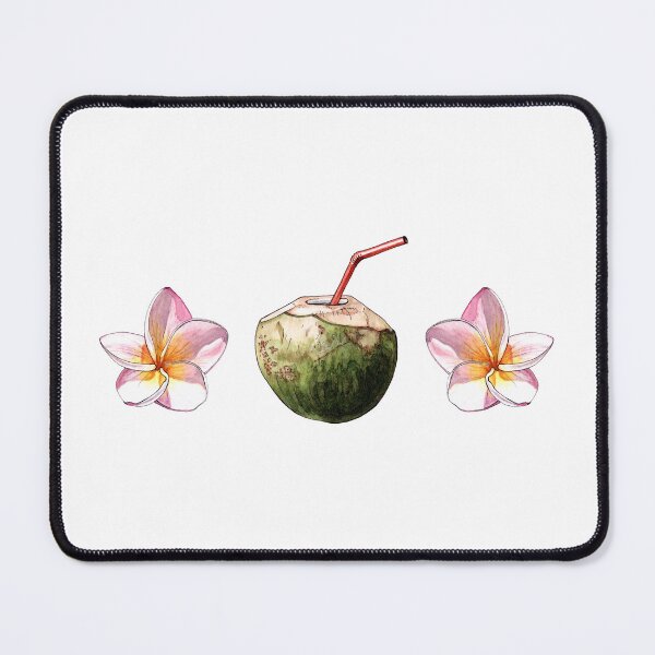 Item preview, Plumeria Flowers with Young Coconut Drink - Watercolor  designed and sold by AquarellChill.