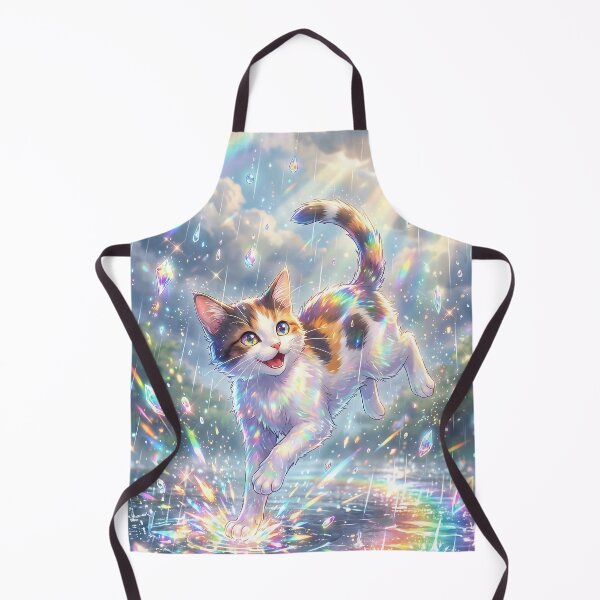 Item preview, Cute Calico Cat Playing In Rainbow Prism Rain designed and sold by DigitalAnnaBanana.