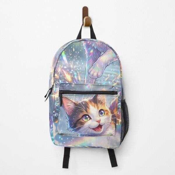 Item preview, Cute Calico Cat Playing In Rainbow Prism Rain designed and sold by DigitalAnnaBanana.