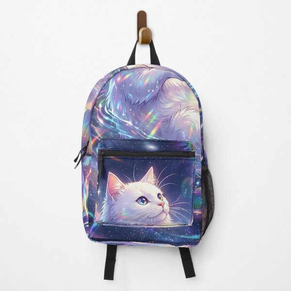 Item preview, Ethereal White Cat Floating In Cosmic Rainbow Galaxy designed and sold by DigitalAnnaBanana.