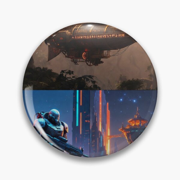 Item preview, Steampunk Zeppelin and Cyber Warrior in Fantasy Islands designed and sold by NeuralNexusArt.