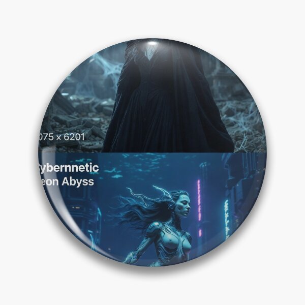 Item preview, Gothic Vampire and Cybernetic Mermaid in Neon Abyss designed and sold by NeuralNexusArt.