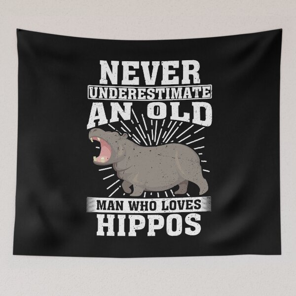 Item preview, Never Underestimate An Old Man Who Loves Hippos  designed and sold by CosmoKitsch.