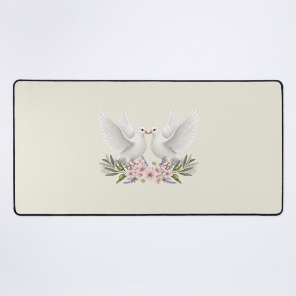 Item preview, Two Doves with Spring Flowers Christian Faith Art | Symbol of Peace and Unity | Religious Easter Design designed and sold by Willow & Ink.