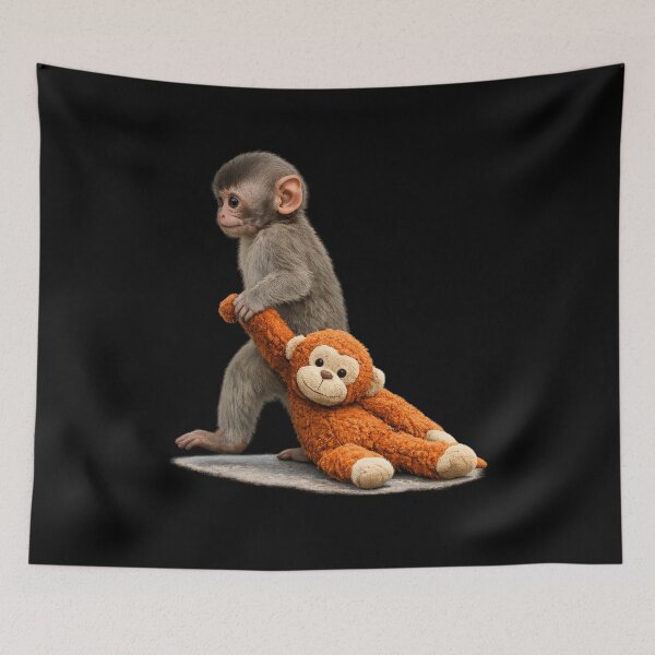Item preview, The Monkey Punch With Plush Toy designed and sold by FreshVibe Prints.
