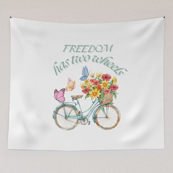 Item preview, Freedom Has Two Wheels - Vintage Floral Bicycle Watercolor art. designed and sold by LunaPrintCo.