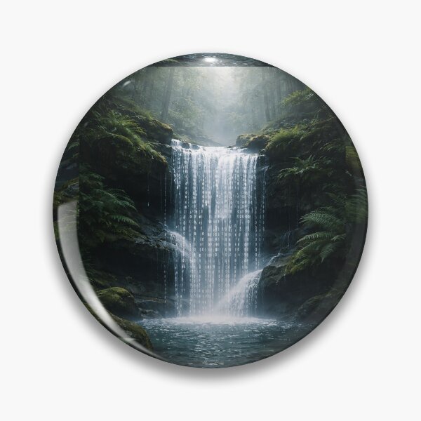 Item preview, Binary Code Forest Waterfall - Surreal Tech Nature Wall Art designed and sold by LuxeBuzz.