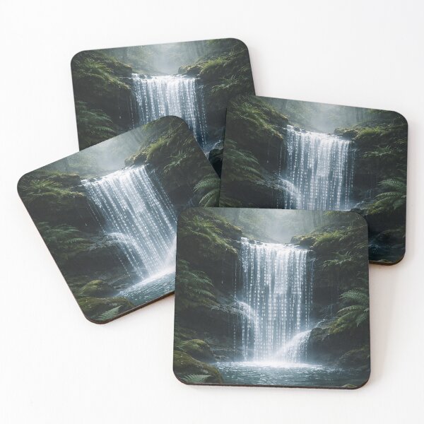 Item preview, Binary Code Forest Waterfall - Surreal Tech Nature Wall Art designed and sold by LuxeBuzz.