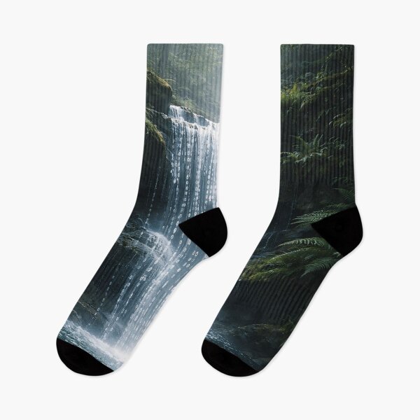 Item preview, Binary Code Forest Waterfall - Surreal Tech Nature Wall Art designed and sold by LuxeBuzz.