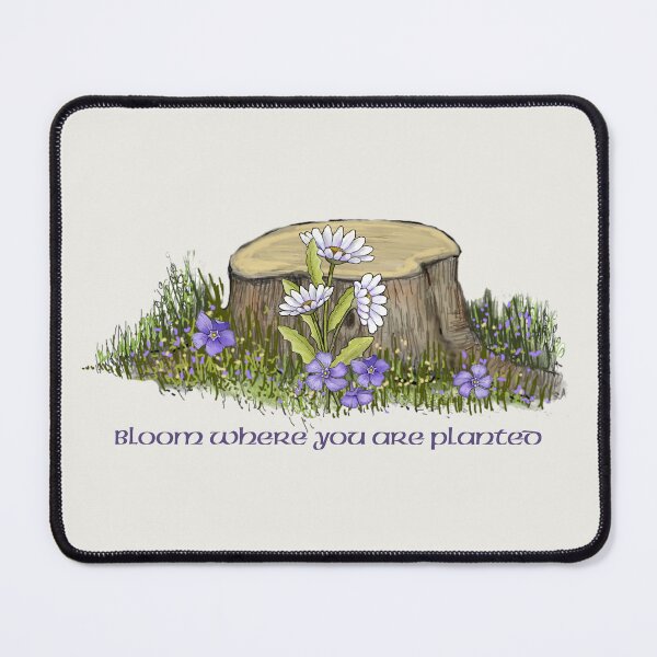Item preview, Bloom Where Planted with Tree Stump, Daisies and Periwinkles designed and sold by JoyfulWhimsy.