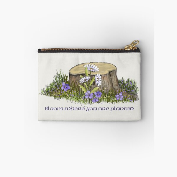 Item preview, Bloom Where Planted with Tree Stump, Daisies and Periwinkles designed and sold by JoyfulWhimsy.
