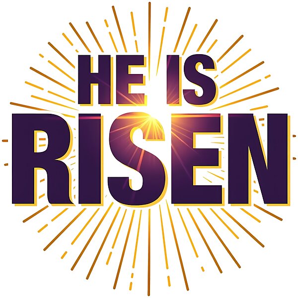 He Is Risen Sunburst Typography Design