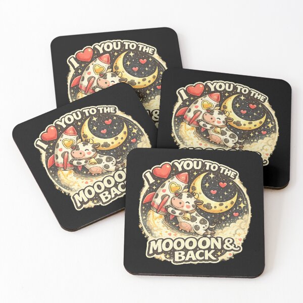 Item preview, I Love You to the Moooon & Back – Cute Cow Rocket Moon Pun Design designed and sold by Derdeusz.