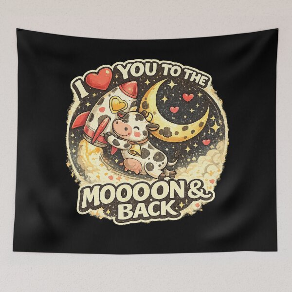 Item preview, I Love You to the Moooon & Back – Cute Cow Rocket Moon Pun Design designed and sold by Derdeusz.