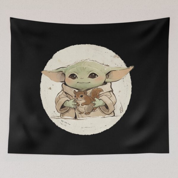 Item preview, BABY YODA WITH FLYING SQUIRREL designed and sold by LIS AND MELIVERSO.