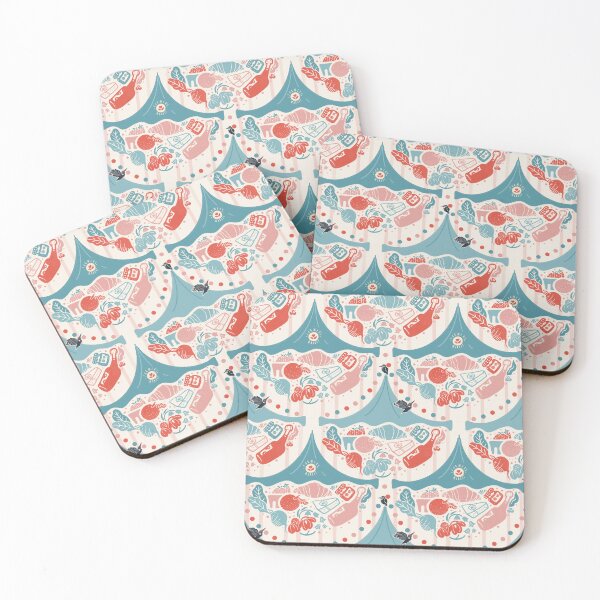 Item preview, Farmers Food Market Medallion Cream Teal Coral Damask designed and sold by HillsandSheep.