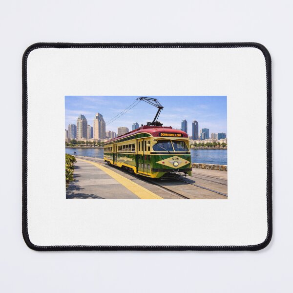 Item preview, San Diego Transit (MTS) Historic trolley and San Diego skyline. designed and sold by StopRequest.